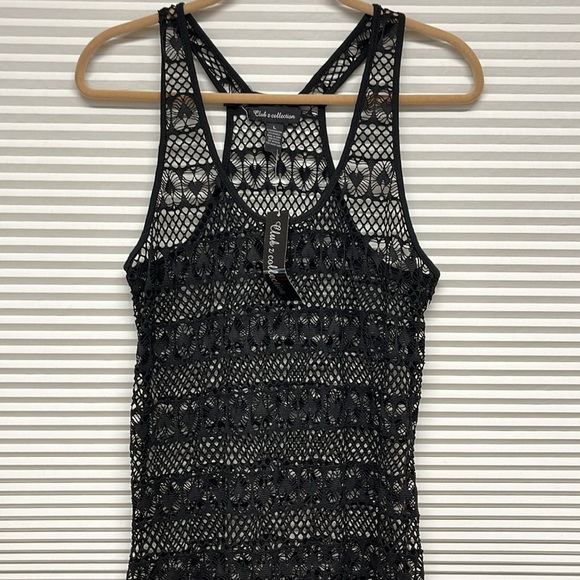 Club Z Collection NWT Black Mesh Heart Racerback Maxi Dress Swim Cover Up - Picture 2 of 10
